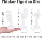 3 Pcs Thinker Small Statue Set - White Art Abstract Home Accent Figurines for Decor Woman Apartment Bookshelf Floating Shelf Coffee Table Office Desk Bathroom Counter Decor (3 Pcs White, 6")