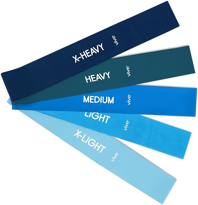 Vive Resistance Bands for Working Out (5 Pack) - Exercise & Workout Resistance Kit - Stretch, Elastic Loop Bands for Physical Therapy, Pilates, Yoga & Gym, for Men & Women