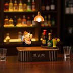 Funny Miniature Cat Bartender Figurines with Cocktail Bar for Office Desk Accessories, Unique Cat Gift for Cat Lovers (Bar Set)