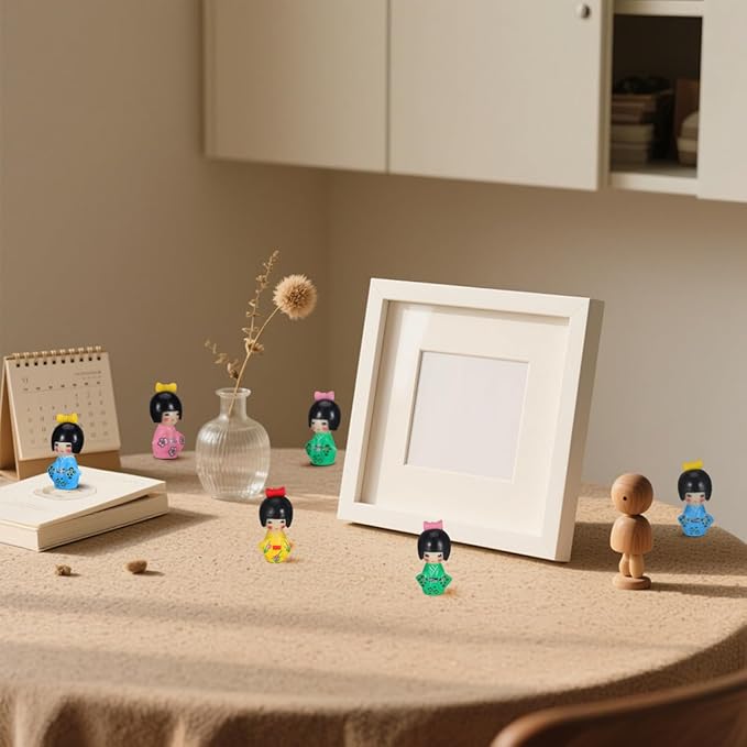 ABOOFAN 12pcs Japanese Kimono Dolls Traditional Kokeshi Dolls Ornaments Small Collectible Figurines for Office Bar Home Party Table Decoration
