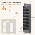 Lifewit 8 Tier Over the Door Shoe Organizer with 15 Large Deep Pockets, Fabric Hanging Shoes Shelf for Closet, Dorm Storage, Fit Up to 16 Pair Shoe Rack Holder for Sneakers, Boots, Gray