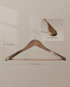 SONGMICS Extra Wide Wooden Suit Hangers, Set of 10 Clothes Hangers, Swivel Hooks, Non-Slip Bars, for Outfits, Suits, Coats, Shirts, Dresses, Walnut Color UCRW050KZ01