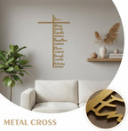 Qtaikong Large Metal Cross Wall Art with Scripture - Christian Religious Wall Decor, Jesus Home Church Wall Hanging, Scripture-Inspired Christian Gift for Christians, 36inch (Golden)