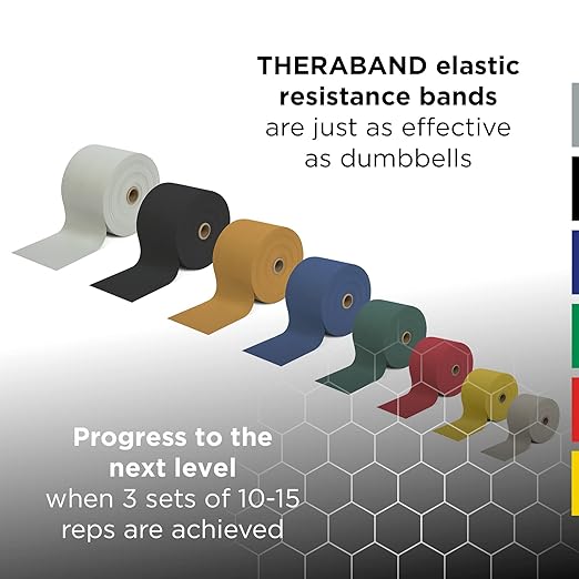 THERABAND Professional Resistance Band, Yellow Level 1 Light, 5 ft Exercise Band for Physical Therapy, Strength Training, Upper and Lower Body Workouts, Yoga and Pilates
