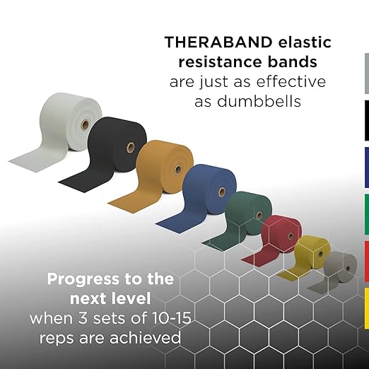 THERABAND Professional Latex Resistance Bands, Individual 6 Ft Elastic Band for Upper & Lower Body Exercise, Physical Therapy, Pilates, Home Workouts, 6 Foot, Blue, Extra Heavy, Level 5