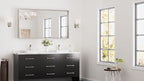 Keonjinn 55 x 30 In Brushed Nickel Bathroom Mirror for Wall, Rectangular Metal Framed Large Silver Vanity Mirror for Over Sink Square Corner Aluminum Alloy Modern Rectangle Mirror(Horizontal/Vertical)