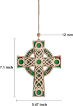 KOMI 7.2 Inch Celtic Wood Cross Irish Ornaments Christian Religious Christmas Wall Cross Hanging Ornaments Hope Peace Love Joy Carving Layered Cross Wooden Ornament