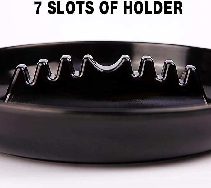 Premium Plastic Ashtray, Trash Can, Pack of 3, Round Black Large Size, for Indoor Outdoor Home Office Patio Restaurant Bar Hotel Use