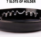 7Pcs Ashtray Sets, Ash Tray for Cigarettes and Cigar, Round Black Large Size Plastic Ashtrays, for Indoor Outdoor Home Office Patio Restaurant Bar Hotel Use (Set of 7)