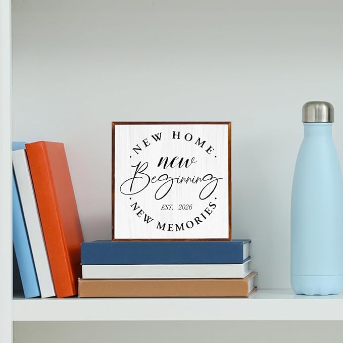 Home Sweet Home Sign 2026 Housewarming Gifts Housewarming Party Decorations Wooden Box Sign Plaque for Living Room Bathroom Bedroom Shelf Desk Decor
