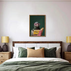 Framed Funny Pigeon Wall Art, Humorous Bird Reading Wall Decor Paintings, Pooping on People Book Pictures Canvas Print Eclectic Home Decor for Bathroom Living Room Office Dorm 16x24 inch