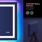 LOAAO 48"X30" LED Bathroom Mirror with Lights, Anti-Fog, Dimmable, RGB Backlit + Front Lighted, Bathroom Vanity Mirror for Wall, Memory Function, Waterproof, Tempered Glass