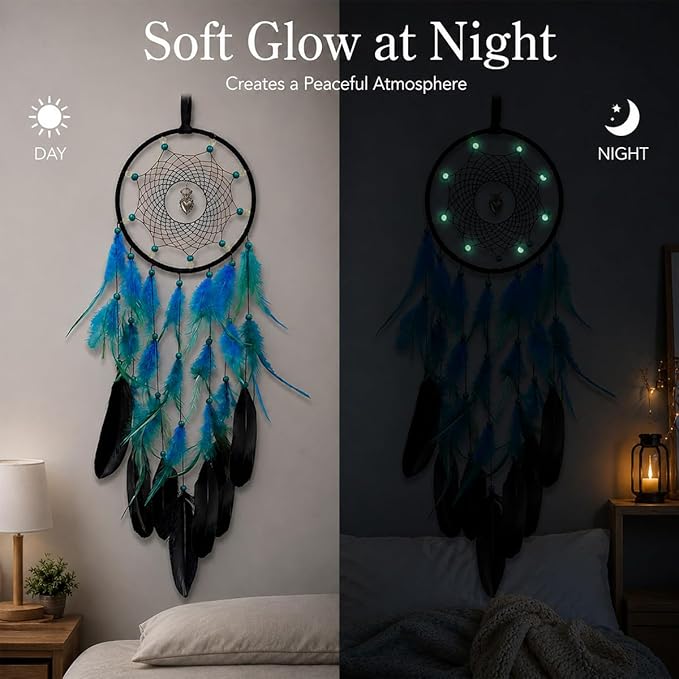 Dream Catchers Luminous Dream Catcher for Boys Girls Kids Bedroom Handmade Feather Decor Wall Hanging Gift