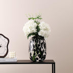 Black Glass Vase, Large Glass Flower Vases for Bouquets, Tall Floor Vase for Living Room, Dining Table, Mantle, Shelf, Wedding, Office, 10 Inches