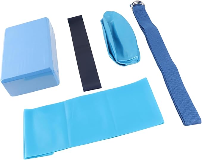 5 in 1 Yoga Set, Yoga Blocks with Stretch Belt, Latex Towel, and Yoga, Complete Workout Kit for Home Gym, Yoga and Pilates Training