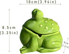 Frog Ashtray with Lid for Cigarette Ceramic Green Windproof Ash Tray for Home Office Tabletop Outside Patio Outdoor
