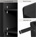 Black 7+1 Tier Farmhouse Shoe Storage Cabinet - 45" Tall Entryway Organizer with Cross Molding Doors, 3 Adjustable Shelves & Metal Legs, Shoe Rack for Front Door Entrance