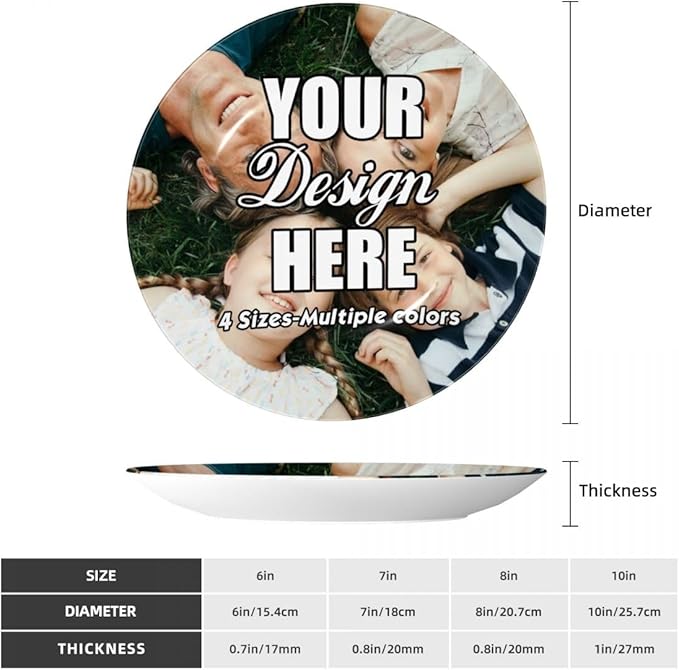 AKAISOEDN Custom Photo Ceramic Decorative Plates with Photo Logo Text Personalized Bone China Decorative Plate for Wall Hanging Living Room Bathroom Decor, Custom, 10in