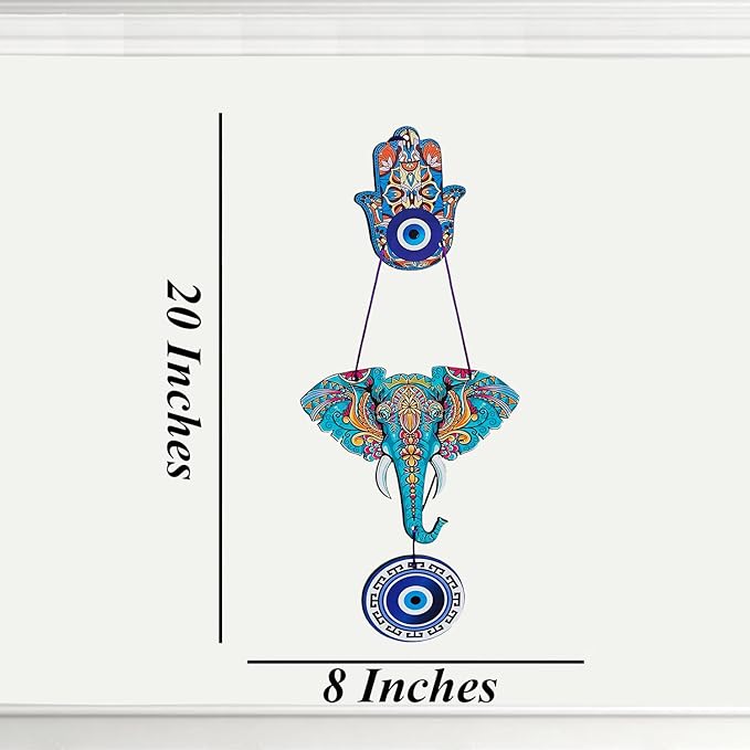 Decorative Bird Mobile Wall Hanging, Colorful Swallow Design with Flowers, Traditional Tattoo Style Art (Elephant_Hanging_D_2)