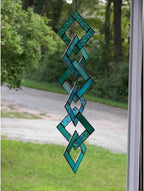 Unique Turquoise Stained Glass Suncatcher, Stained Glass Mobile, Window Hanging, Window Ornament, Wall Hanging, 5 "W x 18 "H, Art Suncatcher for Bedroom Home Decor