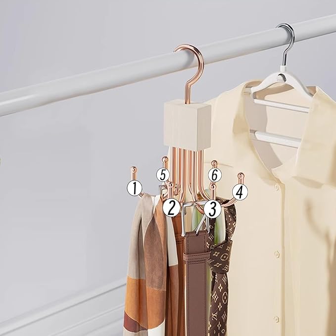 Belt Hanger, 2Pcs Belt Organizer for Closet 360°,Rotatable Max 48 Belt Storage Rack Space Saving Storage Rack for Belt, Bra, Tank Top, Tie, Scarf(Black)