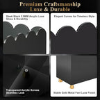 Acrylic Magazine Holder, Magazine Rack Floor,Sleek Black Stylish Organizer with Luxe Gold Metal Feet and Wave Edge Design Space Saving Storage for Books Newspapers Office Supplies,Home Office(Black)