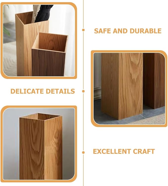 MAGICLULU Wooden Umbrella Stand Holder Wood Cane Holder Stand Retro Umbrella Rack Barrel Walking Stick Holder for Entryway Indoor 19.65 x 6.29 x 6.29Inch