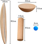 Maple Wood Balance Board with Roller and Half Ball Accessories - Dual-Mode Balance Trainer for Adults, Home Gym & Office Use, Surfboard Shape Design(31.5 x 11.8in)