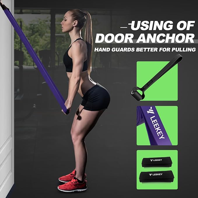 LEEKEY Resistance Bands, Exercise Bands with Handles,Pull Up Assist Bands - Band Set with Door Anchor - Bands for Working Out,Band for Men and Women Fitness Training,Home Workouts