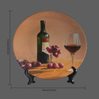 Decorative Plate Stand, 6 Inch, Goblet Wine Bottle Transparent Round Display Plate, Decorative Plates with Stand, Ceramic Craft for Wall Hanging Decorative