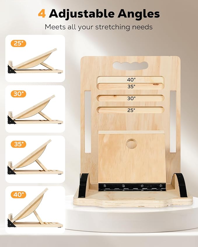MoKo 2-in-1 Wooden Slant Board & Balance Board, 4 Adjustable Inclines Calf Stretcher for Knees, Ankles, Heels, Feet and Legs, Non-slip Stretch Boards Support up to 220lbs