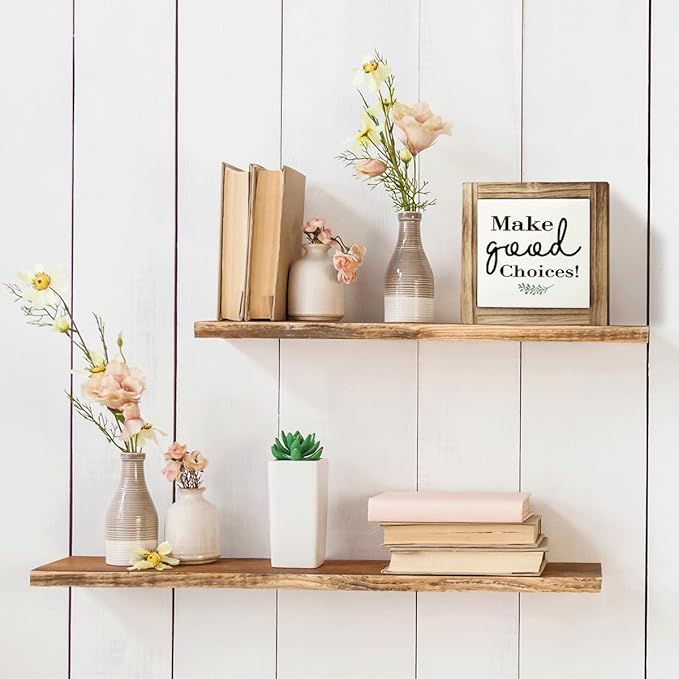 Inspirational Decor Signs, Decorative Wooden Box Signs, Farmhouse Desk Sign Decor, Home Office Decors, Birthday Gift for Him Her, Bestie Gift, Make Good Choices Sign, 5.9×5.9 inches