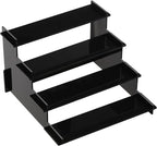HENABLE 4 Tier Black Acrylic Display Risers, Perfume Organizer Stand, Cupcake Stand Holder, Shelf Risers for Display Stands for Funko POP Figure, Dessert Shelves for Party, Decoration