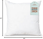 Pillowflex Premium Polyester Throw Pillow Insert - 24x24 - Ultra Soft Square Throw Pillow, Couch Sham, Lumbar, Back, Sofa - Machine Washable - Decorative Accent Form - 1 Soft Pillow