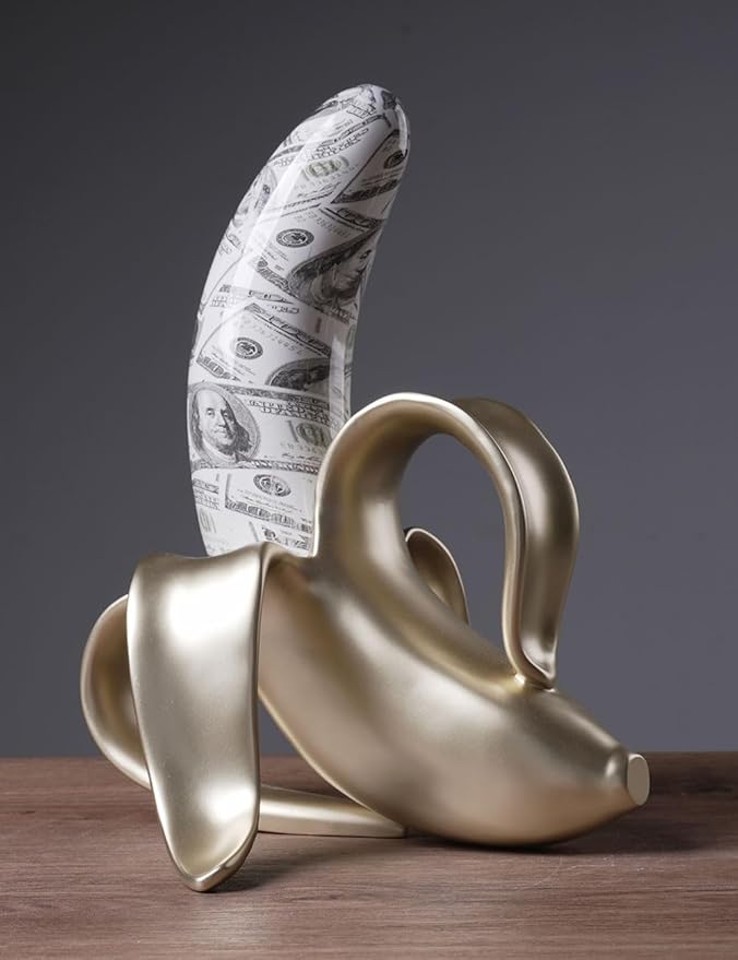 Banana Statue Abstract Sculpture Decor Modern Gift Table Centerpiece Figurine for Home Room Office Polyresin 13.4 Inch