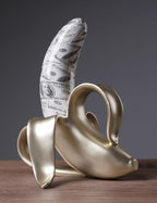 Banana Statue Abstract Sculpture Decor Modern Gift Table Centerpiece Figurine for Home Room Office Polyresin 13.4 Inch
