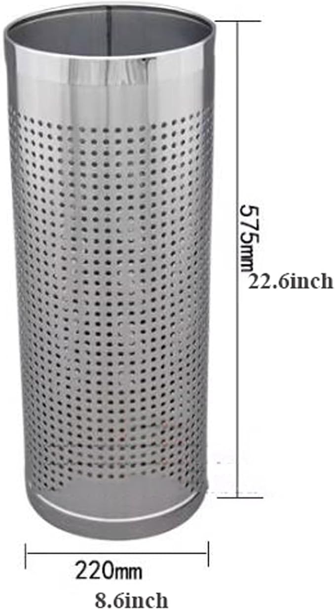 LINKIO Entrance Free-Standing Umbrella Stand Metal Round Umbrella Stand Rack, Freestanding Umbrella Bins Bucket Cane Holder for Umbrella, Cane, Walking Stick Long Umbrella Cane Stand (Color : Silver)