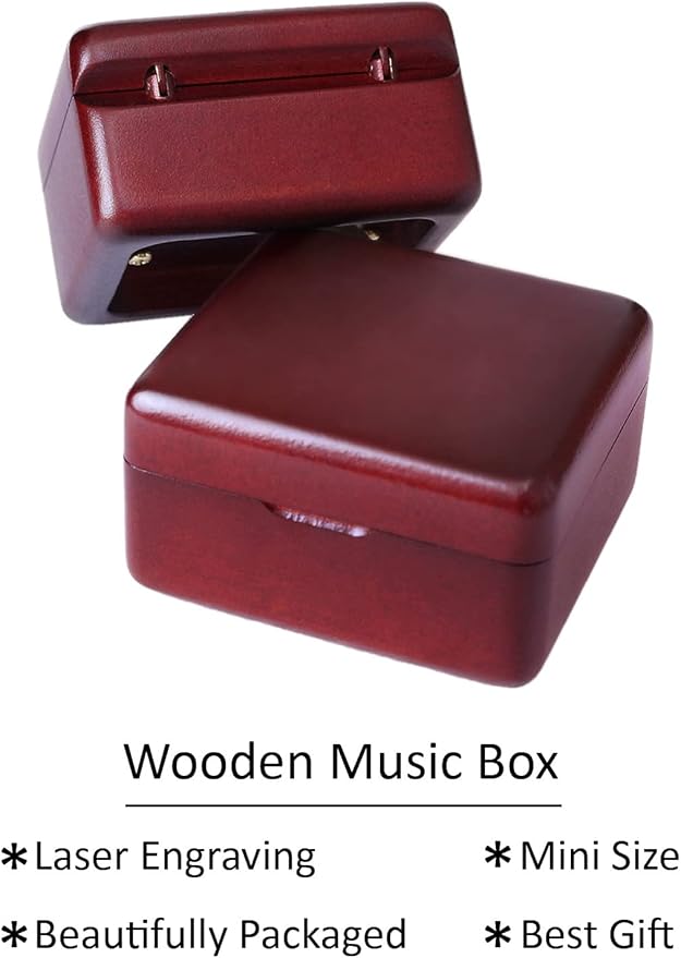 Sinzyo Anastasia-Once Upon a December Music Box Vintage Musical Boxs Gift for Birthday Valentine's Day Christmas Day(Wine Red Box)