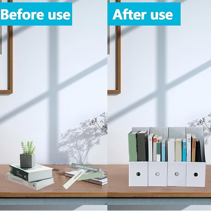 24 Pcs Cardboard Magazine File Holders Organizer Box Magazine Holder Sturdy Book Magazine Paper Organizer Storage Folder Holder for Home, Office, Desk and Shelves Supplies(White)
