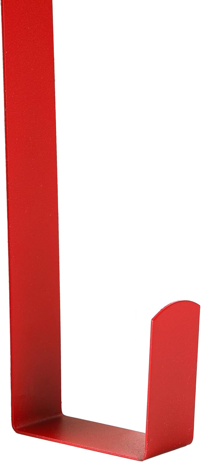 Wreath Hanger for Front Door, Slim Over The Door Hook, Easy to Use and Reusable Holiday Wreath Holder for Christmas, Thanksgiving, Halloween and Daily Décor (15" Red, 1)