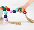 OMISHE Extra Large Wood Bead Garland Colorful with 1.6" Diameter Wooden Beads and Tassels, 41" Long Rustic Farmhouse Country Decorative Beads for Home Tiered Tray Decor, Colorful