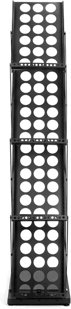 QWORK Magazine Brochure Display Rack Stand, 4 Pocket Foldable Literature Catalog Rack Book Holder Tradeshow Display Stand, for Office Store and Exhibition Trade Show (Black)