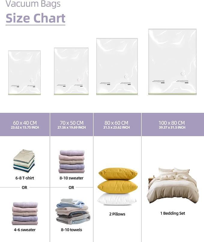 Vacuum Storage Bags for moving, Vacuum Seal Bags for Memory Foam, Latex, Clothing & Bedding, Space Saver Bags for Organization and Storage(10 Jumbo)
