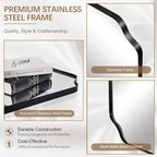 ANDY STAR Matte Black Mirror 24x40 Inch, Scalloped Mirror for Bathroom, Unique Rectangular Bathroom Mirror in Premium Stainless Steel Metal Frame 1’’ Deep, Hangs Vertically/Horizontally