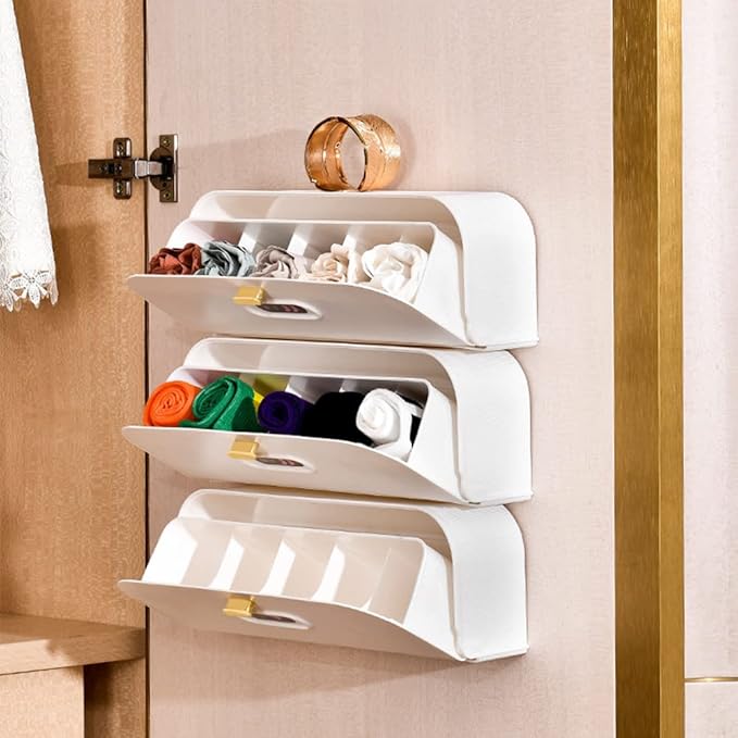 Underwear Socks Storage Box, Multifunctional Storage Box, Plastic Wall Mount Underwear Drawer Organizer, Can Be Used to Store Underpants, Socks, Ties