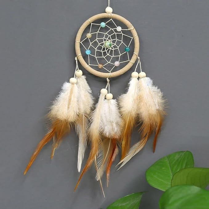 Red Small Dream Catcher with Feathers Wall Hanging Ornament Indian Style Decoration Wind Chimes for Car Home Wall Decor Home and Kitchen Home Decoration