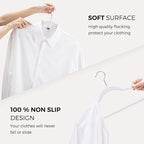 HOUSE DAY Premium Velvet Hangers 50 Pack, Non-Slip Flocked Felt Hangers, Sturdy Clothes Hangers with 360° Rotatable Hook, Heavy Duty Coat Hanger, Durable Slim White Hanger for Closet Space Saving