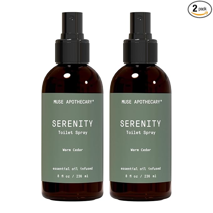 Muse Apothecary Flush Ritual - Botanical Collection - Aromatic & Refreshing Toilet Spray, Use Before You Go, Infused with Natural Aromatherapy Essential Oils - 8 oz, Warm Cedar, 2 Pack
