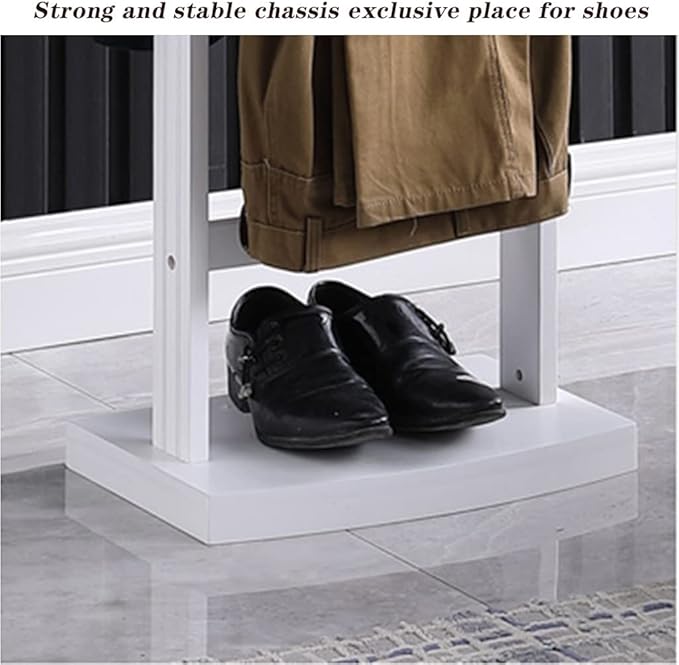 White Valet Stand For Women, Suit Valet Stand For Mens, Clothing Valet Stand Suit , With Drawer Wood Suit Valet Rack, Freestanding Contour Hanger Trouser Shoe Rack Tie & Belt Stand Organizer Organizer
