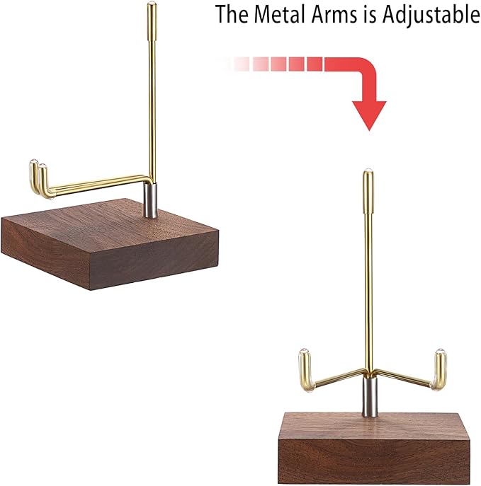 Hipiwe Display Stand Easel with Adjustable Metal Arms Wooden Base Rock Display Easel Holder for Fossil Coral Geodes Rock Mineral Agate Plate Seashell and Small Collectibles,2.6"x2.6"x4.2"